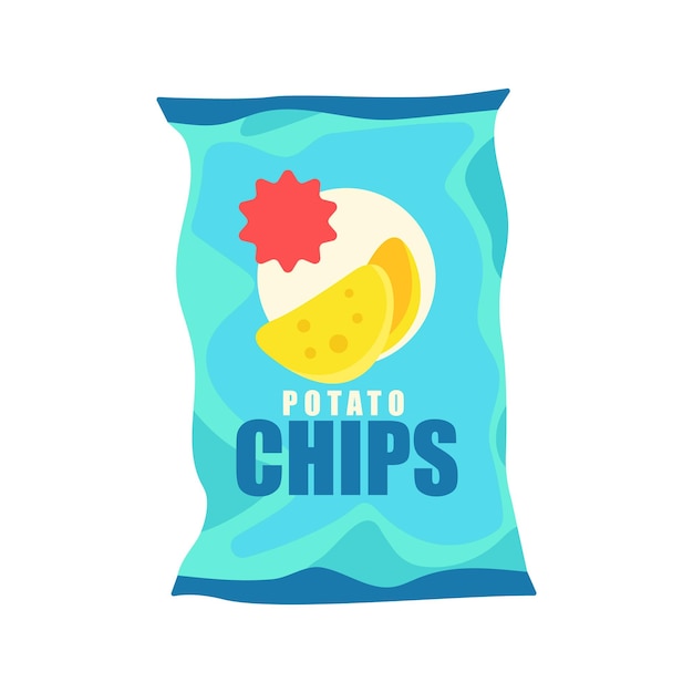 Vector potato chips realistic mockup package of red chips package with label isolated on white background foil bags with potato snack vector illustration snack junk food