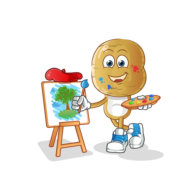 Potato head cartoon artist mascot cartoon vector