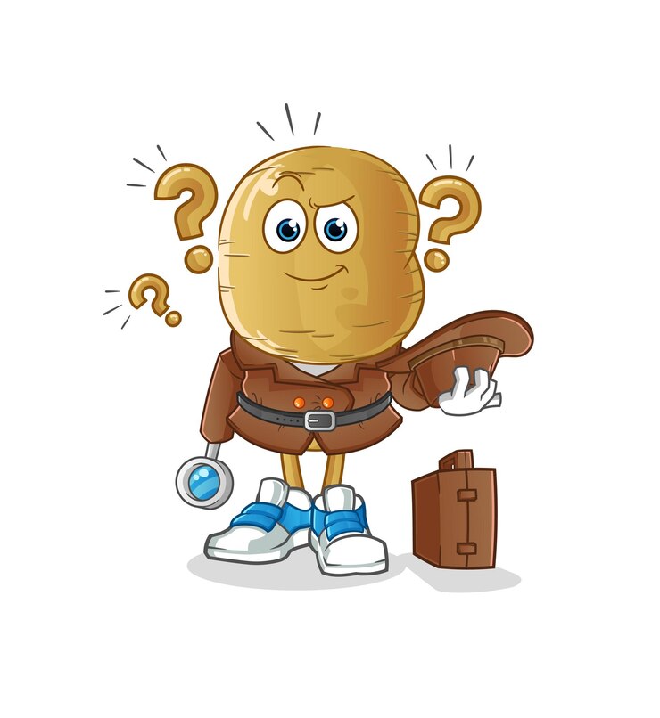 वेक्टर potato head cartoon detective vector cartoon character