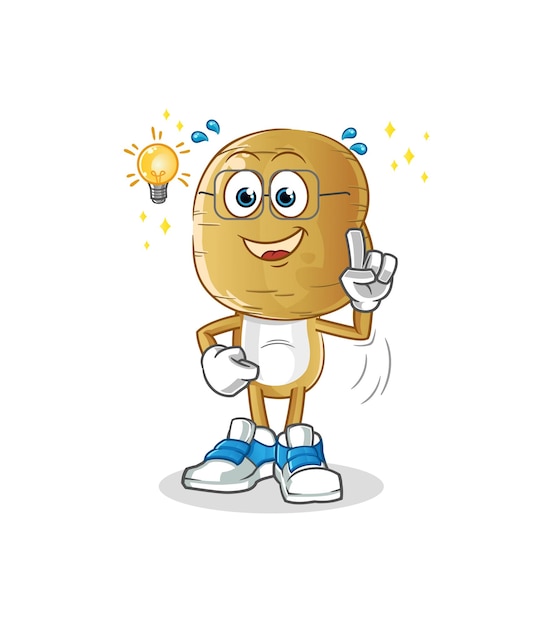 Potato head cartoon got an idea mascot vector