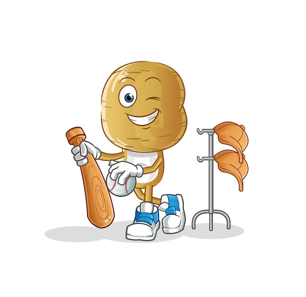 Potato head cartoon playing baseball mascot. cartoon vector