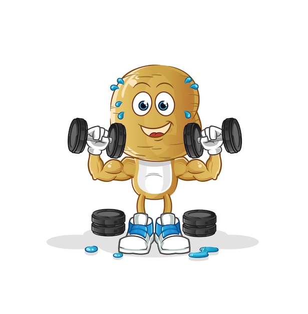 Vector potato head cartoon weight training illustration. character vector