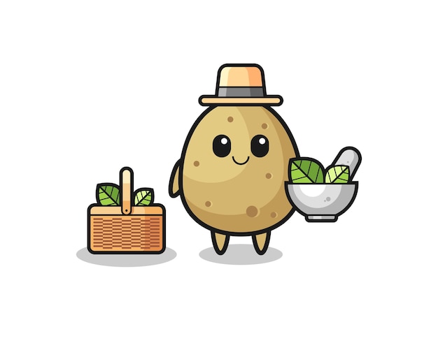 Premium Vector  Potato herbalist cute cartoon