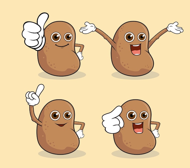 じゃがいもマスコットキャラクターカワイイイラスト プレミアムベクター