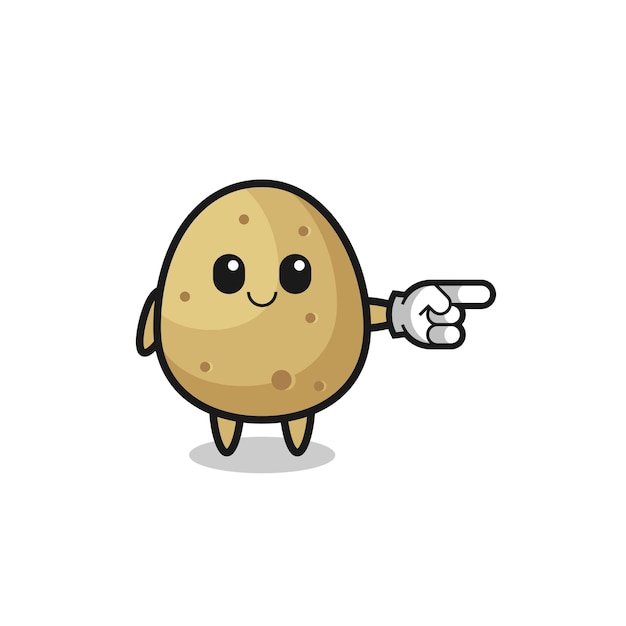 Potato mascot with pointing right gesture