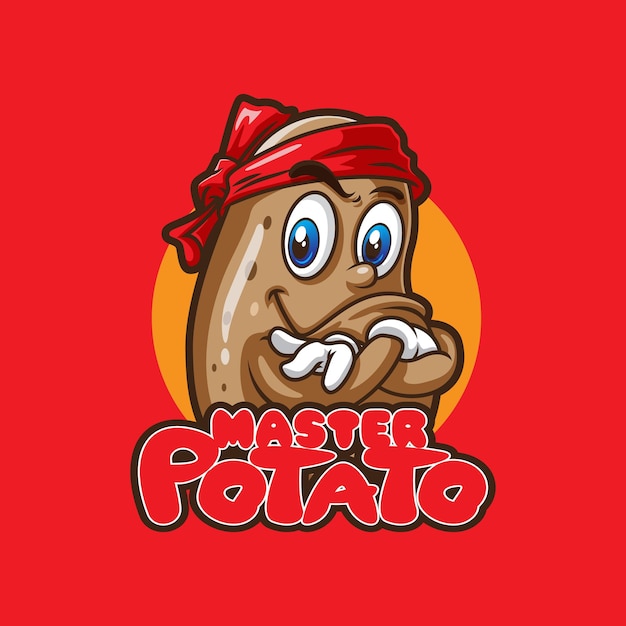 Vector potato mascotte logo ontwerp met moderne illustratie concept stijl voor badge embleem en t-shirt printi