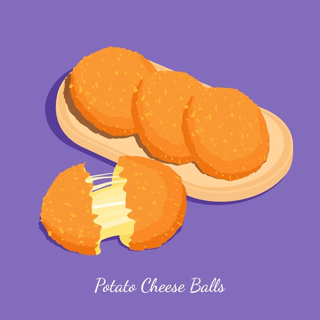 Vector potato mozzarella cheese balls