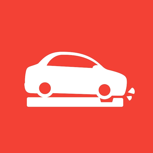 Pothole and a car, vector icon