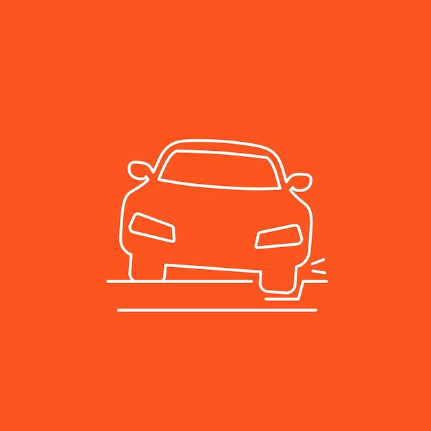 Vector pothole line icon with a car vector