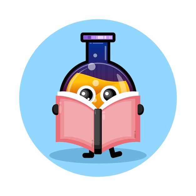 Potion bottle book cute character logo