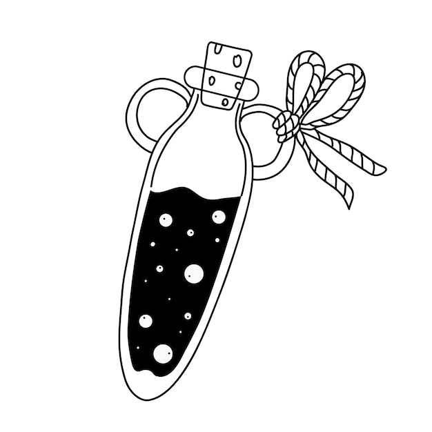Illustrazione di vettore di doodle disegnato a mano bottiglia di pozione