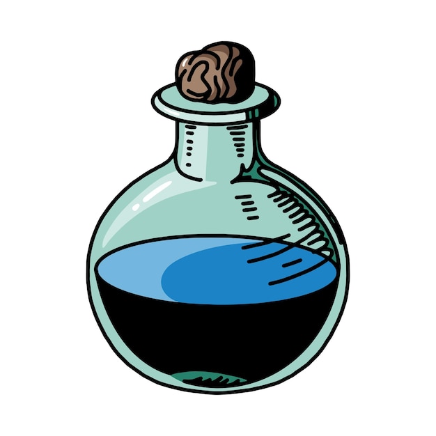 Potion bottle poison flask halloween and witch elements isolated cartoon style