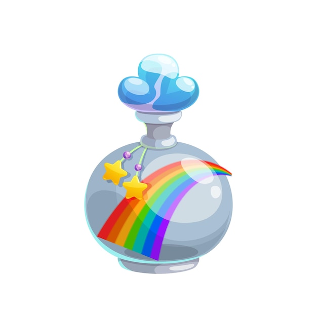 Potion bottle vector icon flask with rainbow