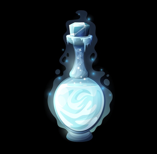 Vettore bottiglia di pozione con veleno di elisir d'amore magico del ghiaccio