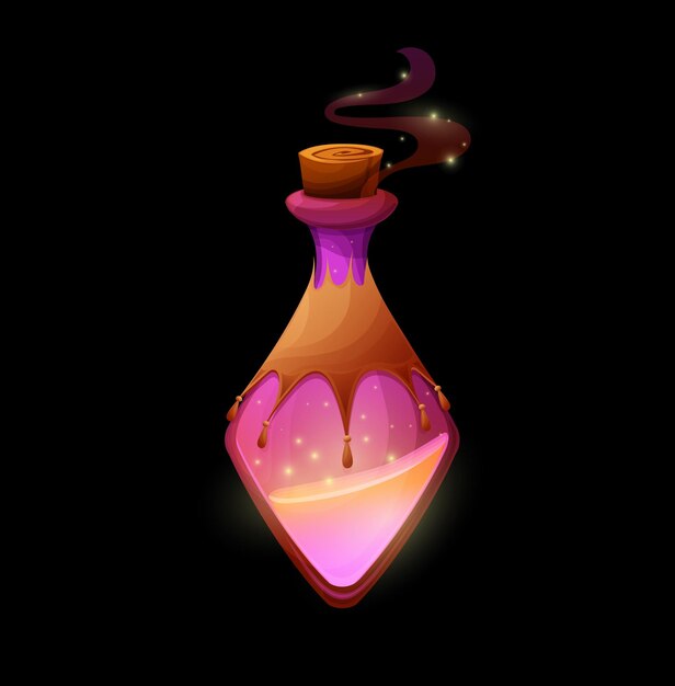 Potion bottle with magic sand vector glow flask