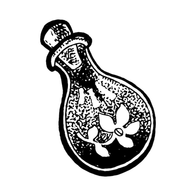 Potion in a flask hand drawn sketch