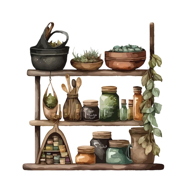 Potion shelves clipart isolated vector illustration