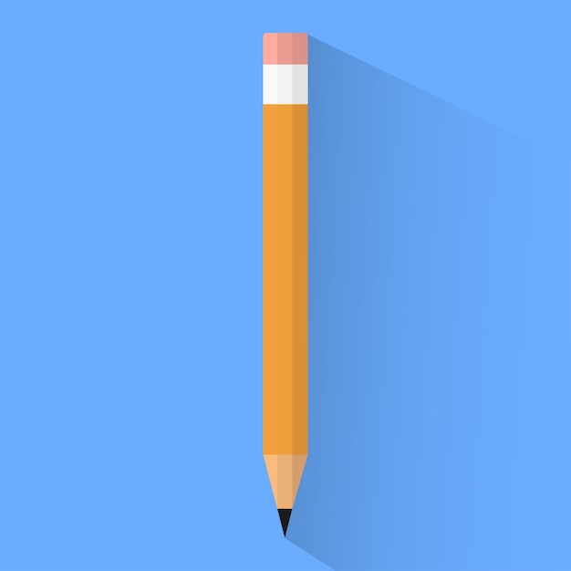 Potlood met schaduw vector platte pictogram gekleurde achtergrond Illustratie voor ontwerp Schoolbenodigdheden