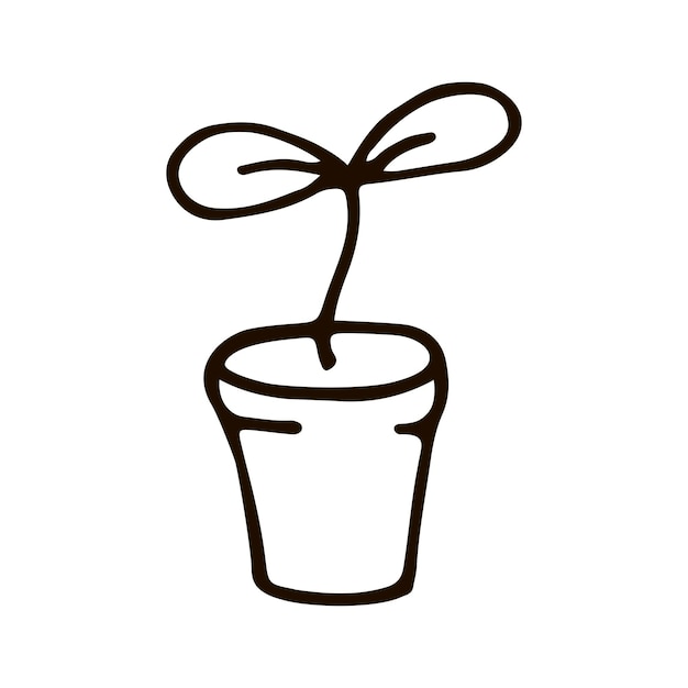 Potplant hand getrokken vectorillustratie in doodle stijl geïsoleerd op een witte achtergrond