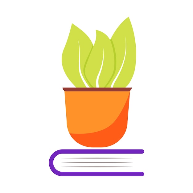 Potplant op boek semi-egale kleur vector-object