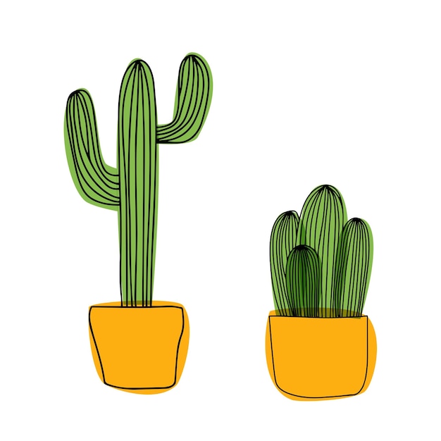 potplanten collectie vetplanten en kamerplanten handgetekende vector aquarel kunst