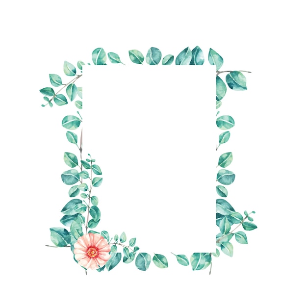 Vector potrait frame watercolor illustration leaf eucalyptus