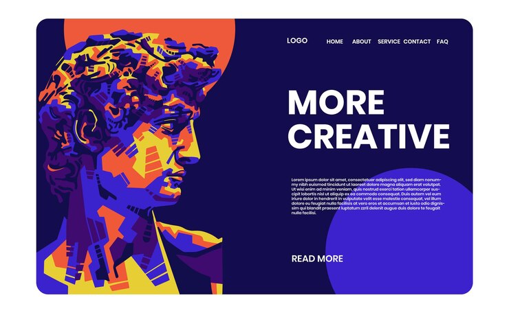 Vector potrait pop art digital wpap design landing page