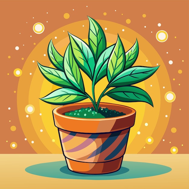 Vector a potted plant with a pot with a green plant on it