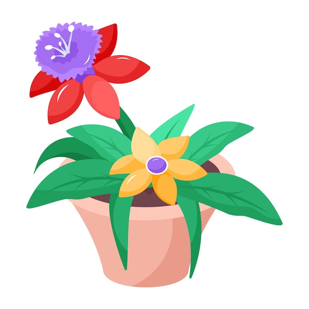 A potted plant with a red flower in it.