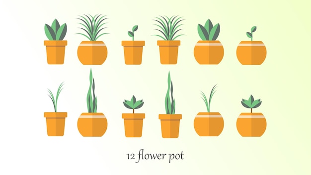 화분에 심은 식물 세트 벡터