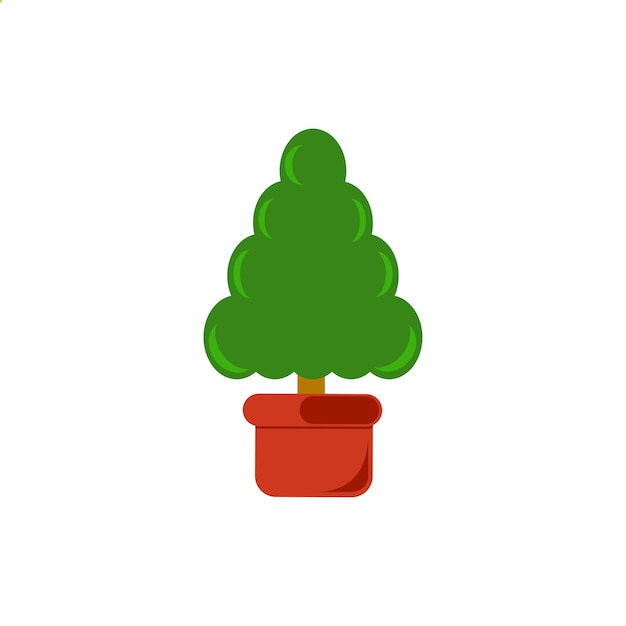 potted tree icon in flat color style houseplant tree icon isolated on white background