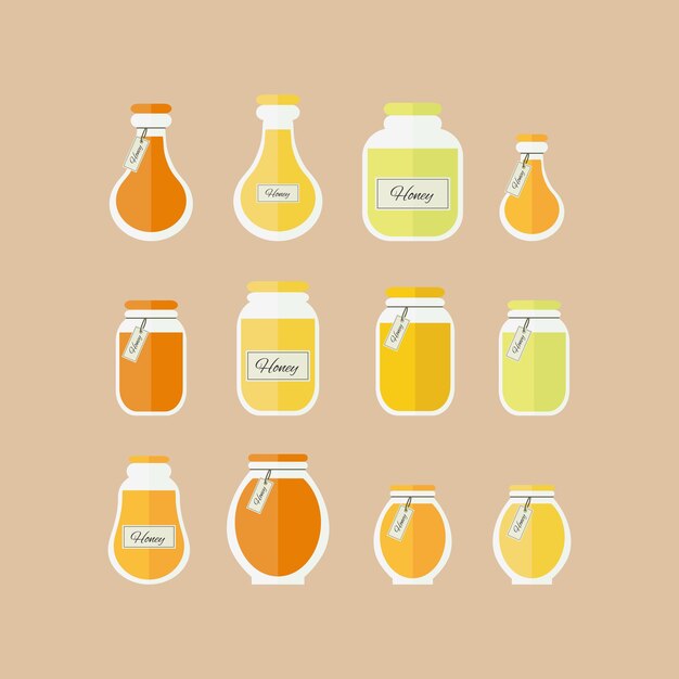Potten honing set iconen Vector-elementen voor ontwerp