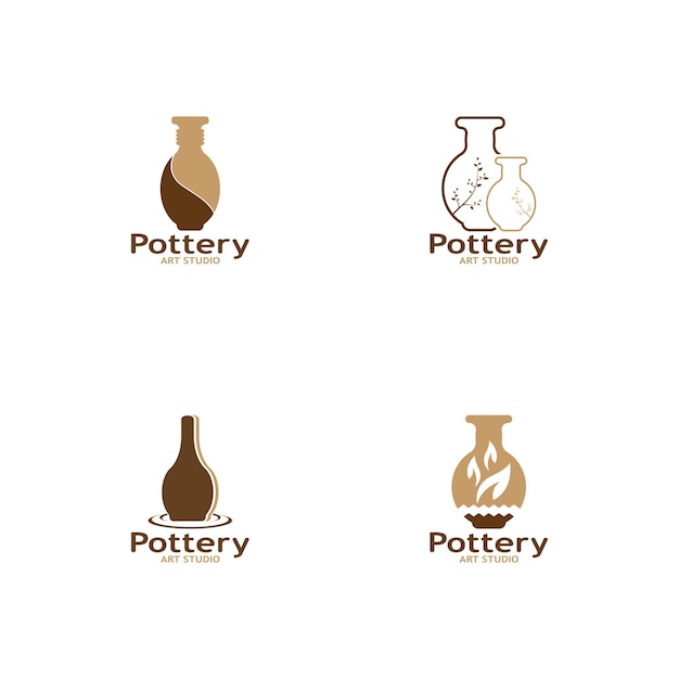 Pottery art studio logo vector template illustration