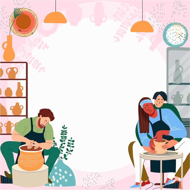 Pottery background in flat design