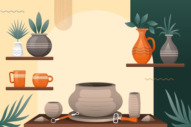 Vector pottery background in gradient style