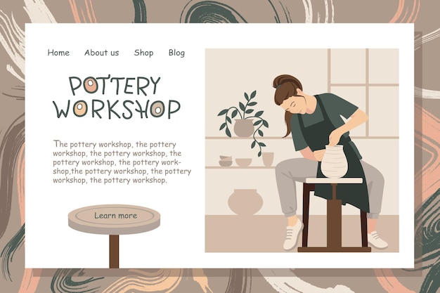 Vector pottery banner website template web page landing page mobile site pottery school