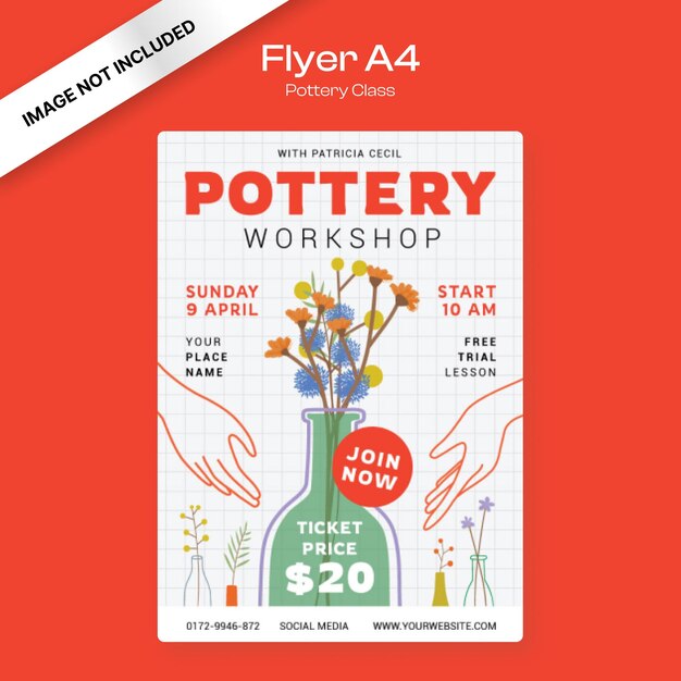 Vector pottery class flyer template