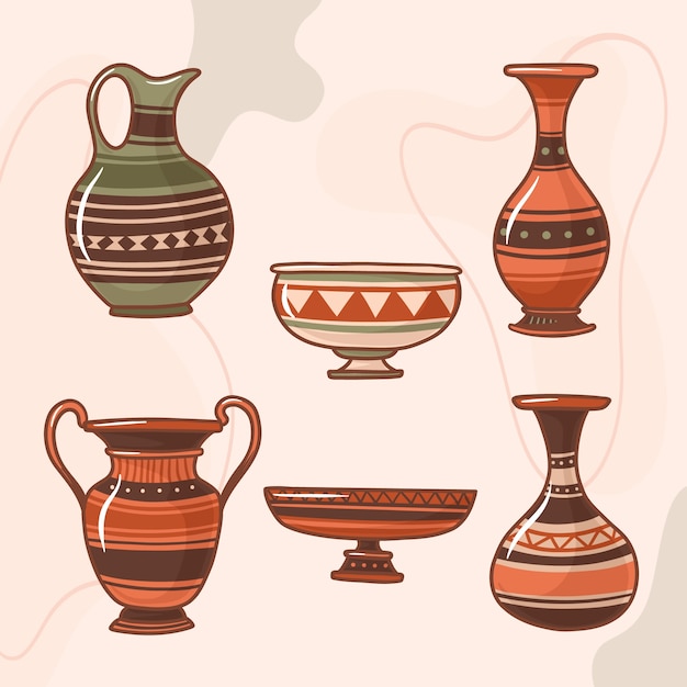 Vector pottery collection elements