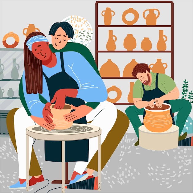 Pottery illustration in flat design