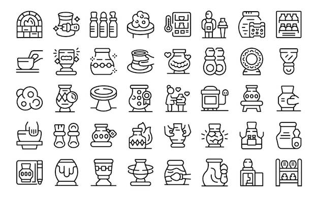 Уроки керамики иконы набор контурный вектор Женщины люди хобби работа