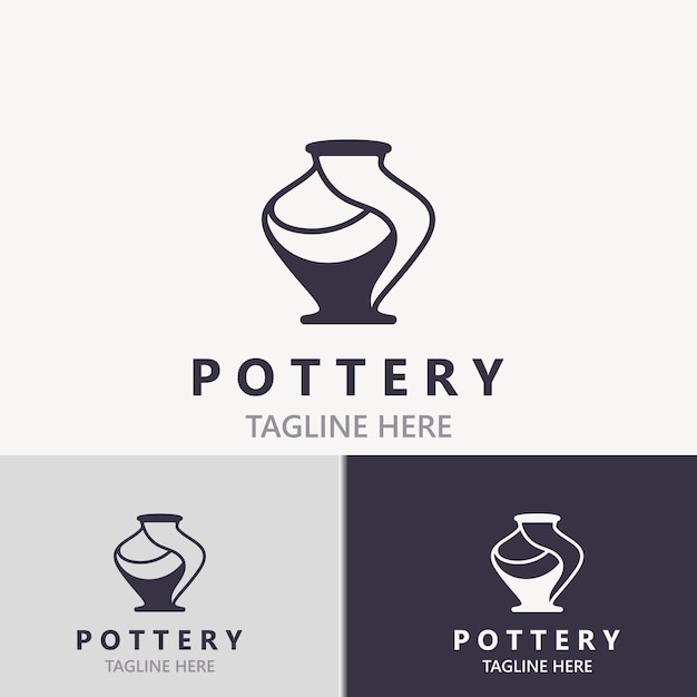 Vector pottery logo design handmade creative traditional mug craft concept inspiration nature workshop