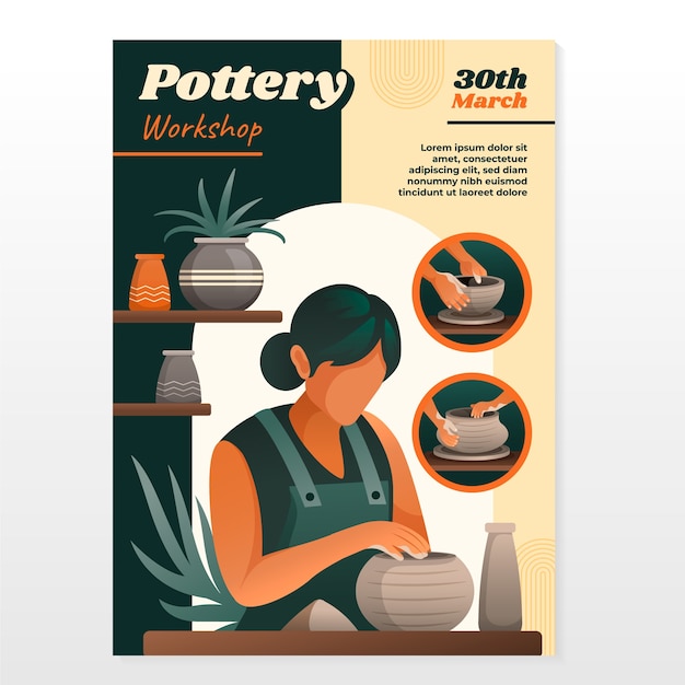 Vector pottery poster in gradient style