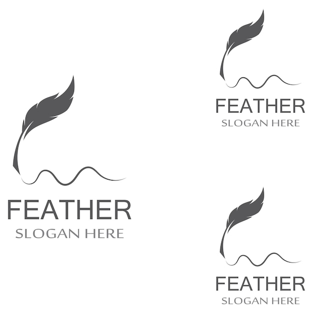 Poultry breed feather logo and a pen made of feathers using vector icon design illustration template