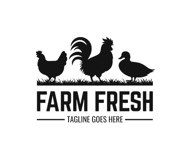 Modello vettoriale di design piatto di ispirazione per il logo degli allevamenti di pollame