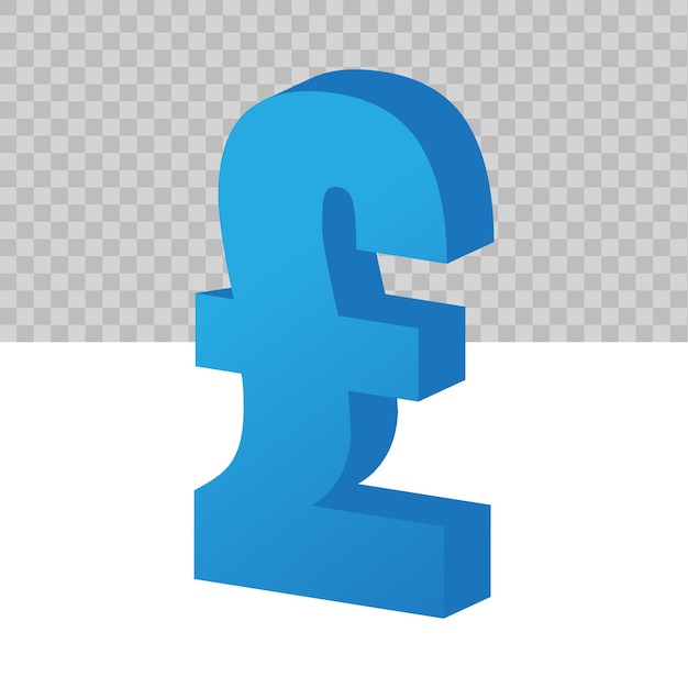 Pound sterling currency sign with 3d illustration style. isometric vector united kingdom money symbol for Business, data cash, finance concept.