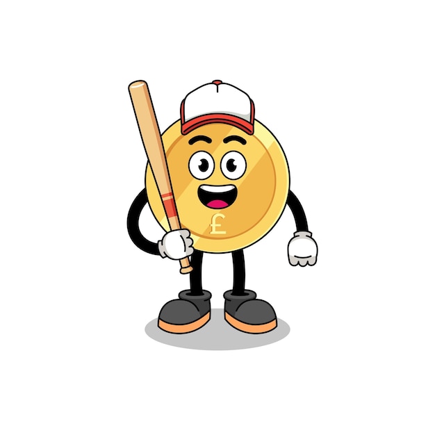 Pound sterling mascot cartoon as a baseball player