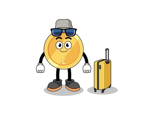 Pound sterling mascot doing vacation