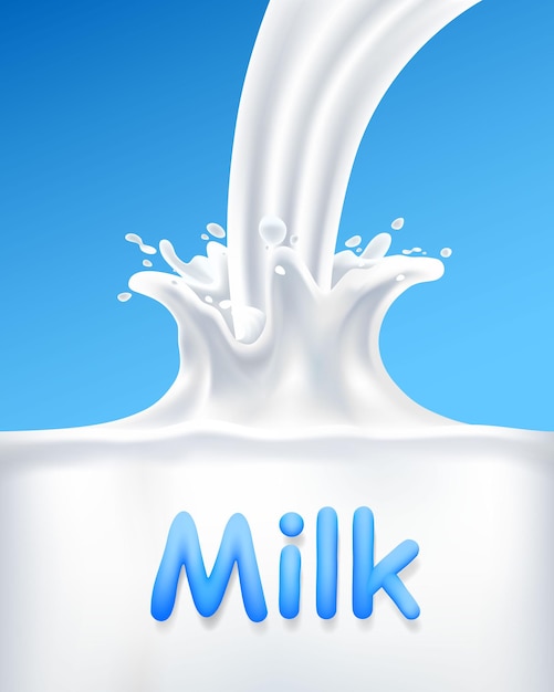 Vector pour milk into a container, vertical cover banner . vector illustration