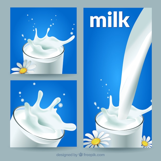 Vector pouring milk banners