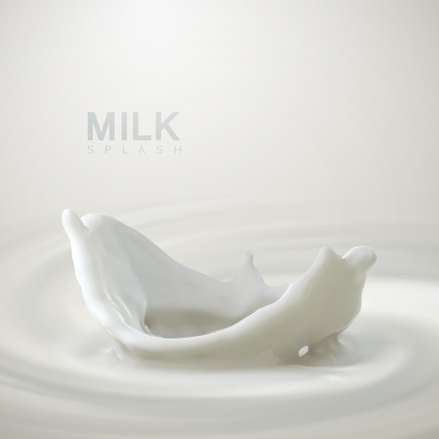 Pouring milk crown splash and creamy background